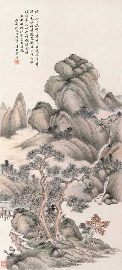 吴子深 戊辰（1928年）作 松壑云泉 立轴